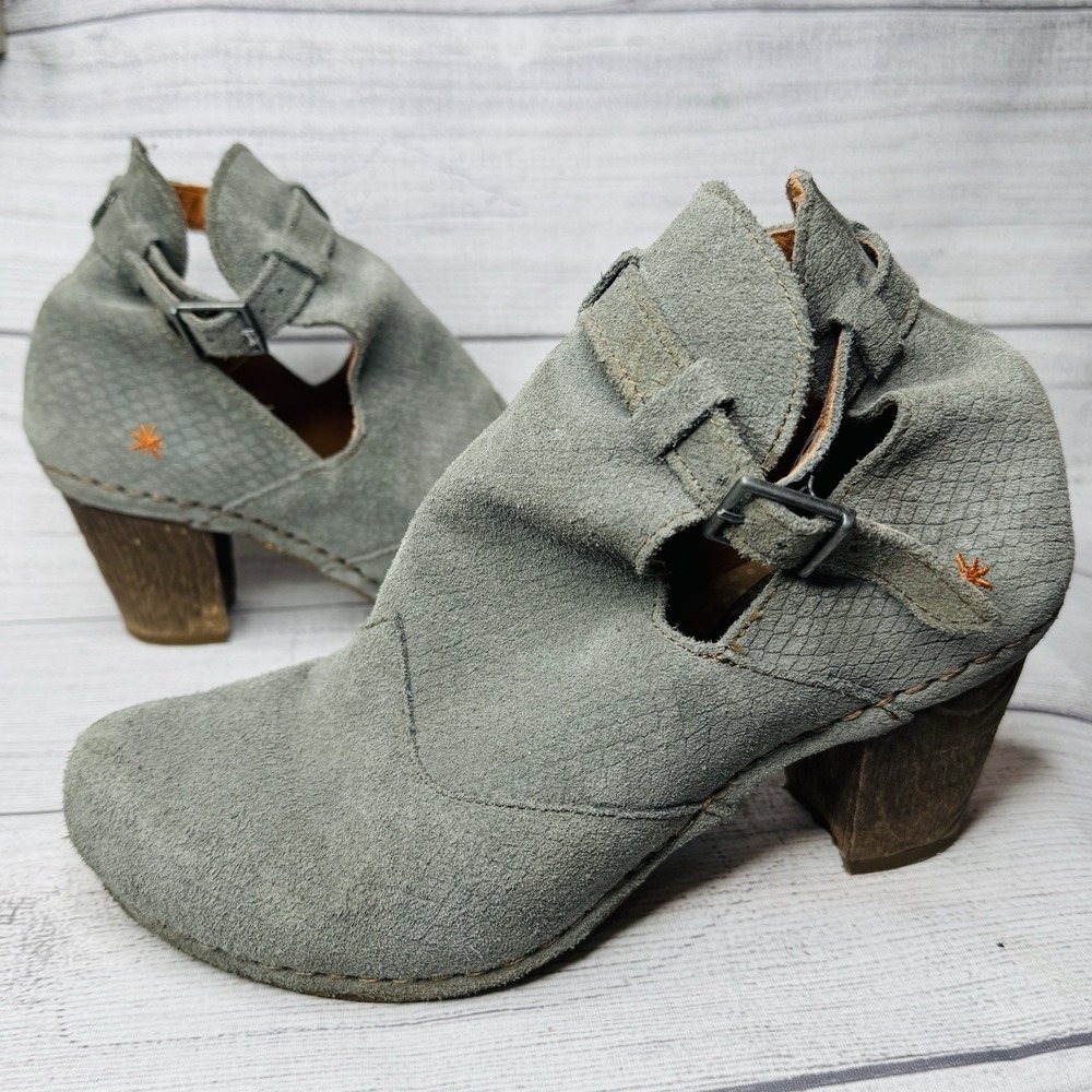 ART Company Bye Bye Suela Blue‎ Gray Suede Ankle Boots Size 37